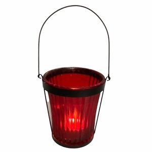 Oddity Home Lantern 6.25” Red Glass Candle Holder